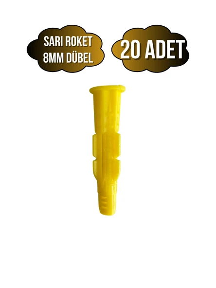 Roket Sarı 8mm Dübel Beton Tuğla Briket Dubeli(8MM)(SARI)(ROKET) Sarı 8mm SARI - 20 ADET ürün görseli 1