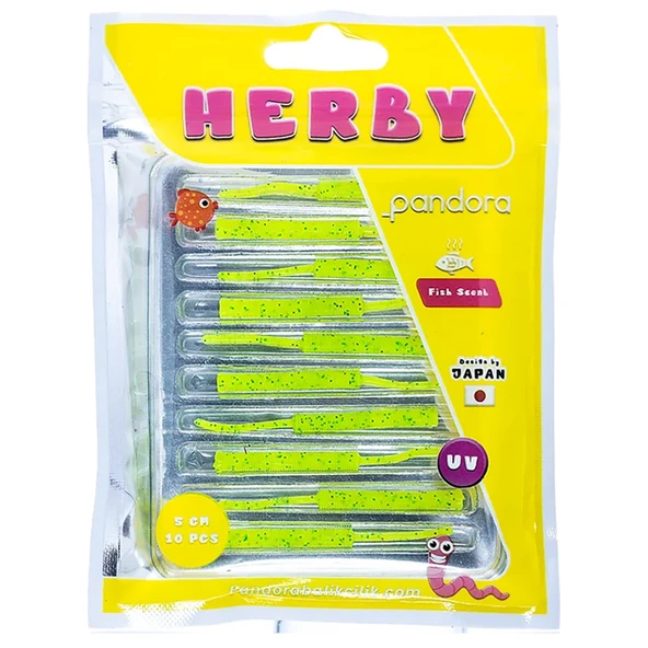 Pandora Herby  5cm 10 Adet LRF Silikonu  Green Glitter ürün görseli 1