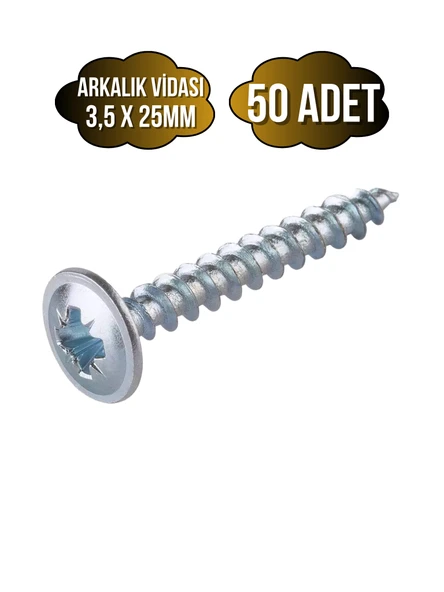 Arkalık Vidası 3,5x25mm Pullu Çinko Ahşap MDF Arkalık Montaj Vidası(3,5X25MM) 50 ADET ürün görseli 1