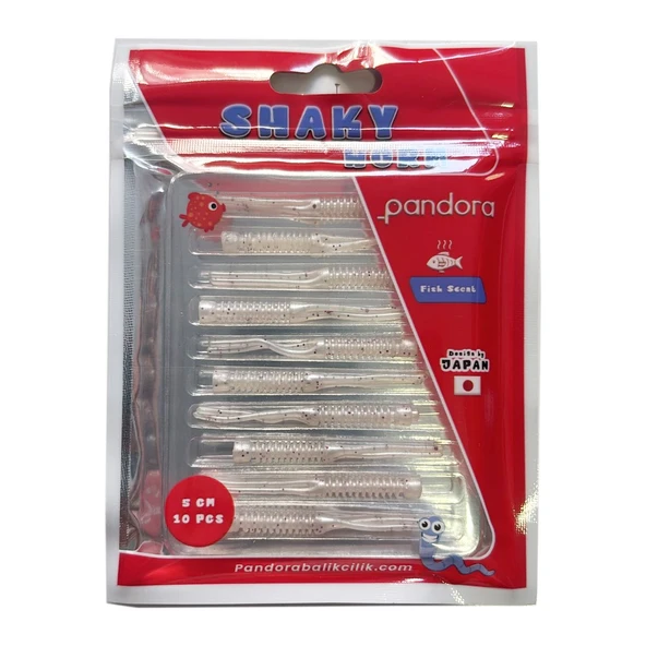 Pandora Shaky Worm 5cm 10 Adet LRF Silikonu  White Glitter ürün görseli 1