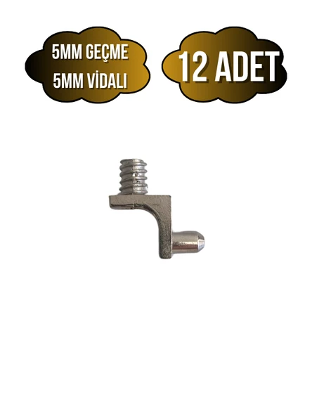 Metal 5mm Vidalı ve Geçme Raf Pimi Dolap Raf Altı Pimi(5MM)(METAL) Krom KROM - 12 ADET ürün görseli 1