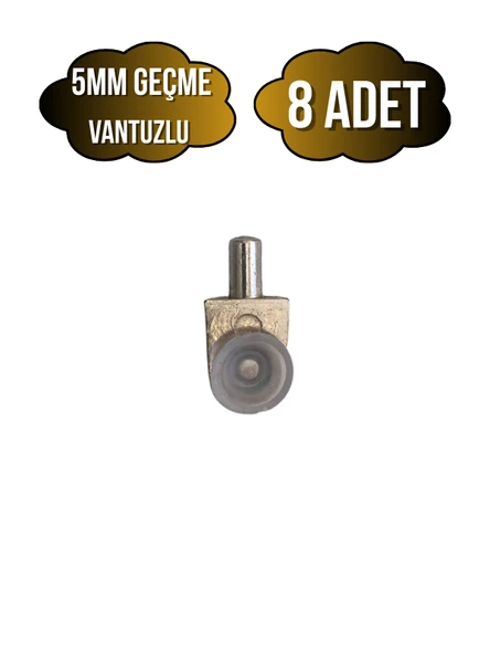Metal Vakumlu 5mm Geçme Raf Pimi Vantuzlu Dolap Raf Altı Pimi(5MM)(VANTUZLU)(METAL) Krom KROM - 8 ADET ürün görseli 1