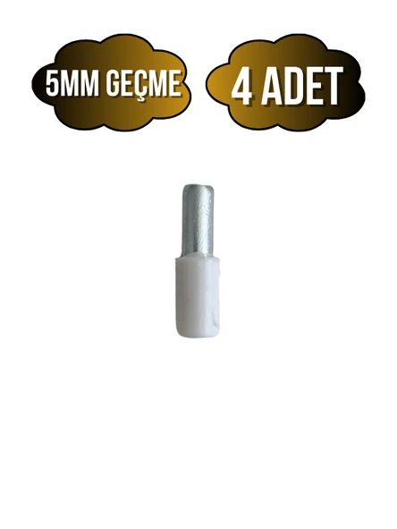 Metal Beyaz 5mm Geçme Raf Pimi Dolap Raf Altı Pimi(5MM)(METAL)(BEYAZ) Beyaz BEYAZ - 4 ADET ürün görseli 1