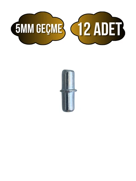 Metal Çift Taraflı 5mm Geçme Raf Pimi Dolap Raf Altı Pimi(5MM)(METAL) Krom KROM - 12 ADET ürün görseli 1