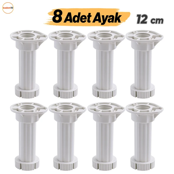 Ayarlanabilir 8 Adet 12 Cm Plastik Ayak Dolap Mobilya Tezgah Yükseltici Yükseltme Ayağı Ayakları ürün görseli 1