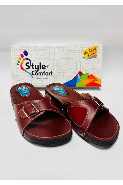 STYLE COMFORT Kadın Bordo Ortopedik Jel Destekli Tek Tokalı Terlik 36 ürün görseli 1