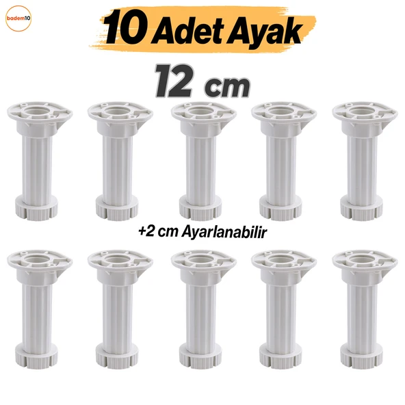 Ayarlanabilir 10 Adet 12 Cm Plastik Ayak Dolap Mobilya Tezgah Yükseltici Yükseltme Ayağı Ayakları ürün görseli 1