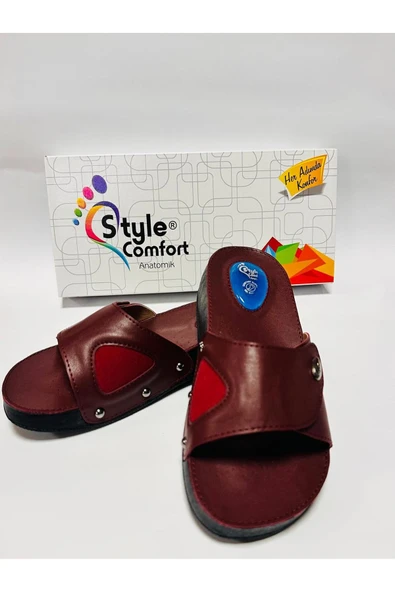 STYLE COMFORT Bordo Ortopedik Jel Destekli Cırtlı Terlik 38 ürün görseli 1