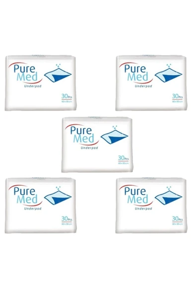 PUREMED Hasta Altı Bezi Yatak Koruyucu Örtü 60x90 cm 30'lu 5 Paket 150 Kullanım ürün görseli 1