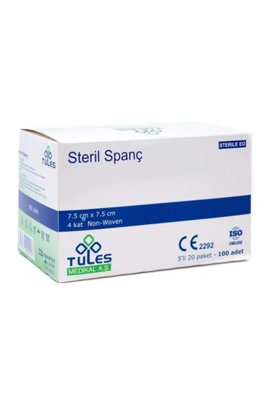 TULES MEDİKAL Tules 5 Li Steril Spanç Emici Kompres 7,5 X 7,5cm 100 Adet ürün görseli 1