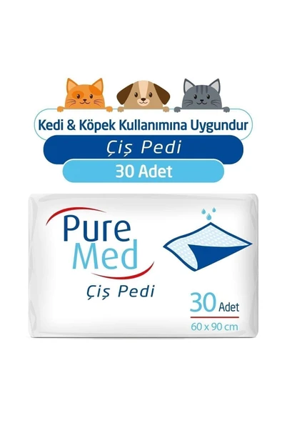 PUREMED 60x90 Cm Kedi Köpek Çiş Pedi 30 Adet ürün görseli 1