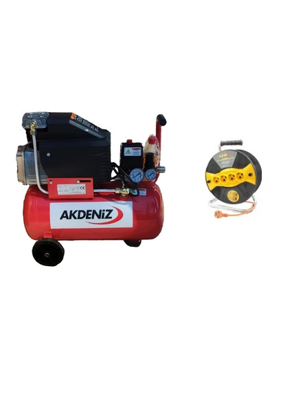 Akdeniz 24 Lt. Yağlı Hava Kompresörü+LUXOR 3x1,5 20 mt Seyyar ürün görseli 1