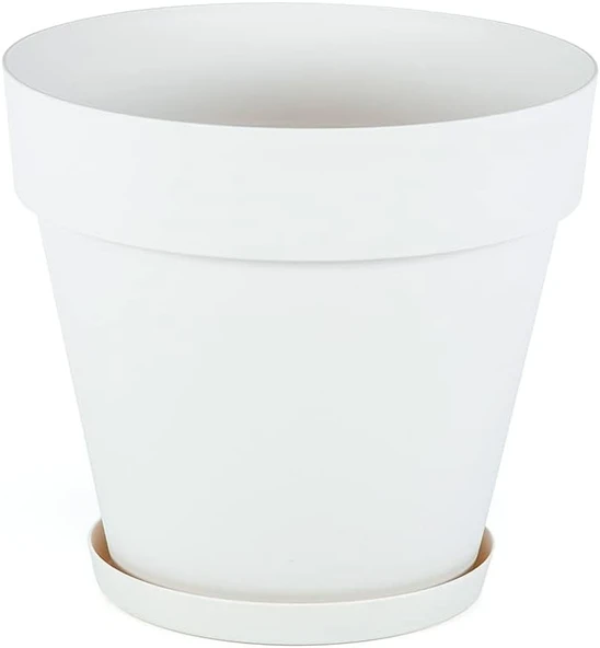 Serinova 76 Litre 55x50,5cm Mat Kırık Beyaz Tabaklı Izgaralı Dekoratif Plastik Saksı Yalı No8 ürün görseli 1