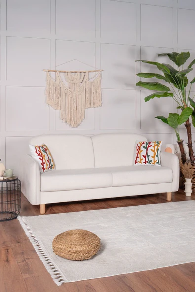 Kilim Mobilya Bohem'S Koltuk Üç Kişilik Koltuk Krem ürün görseli 1