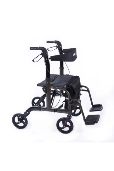 COMFORT PLUS Dm-9124 Lüx Ayak Pedallı Alüminyum Rolatör (hem Rolatör Hem Tekerlekli Sandalye) ürün görseli 1