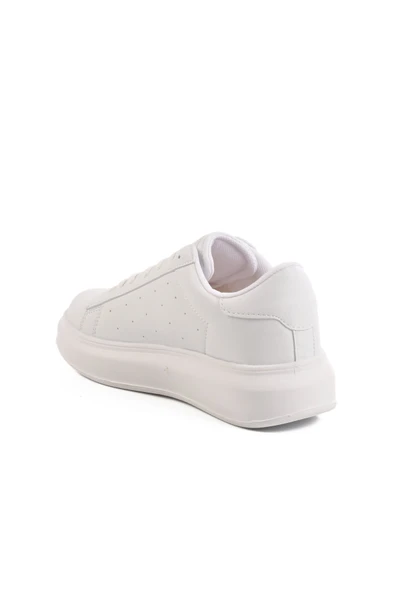 Beyaz Bağcıklı Kadın Sneaker - Resim 4