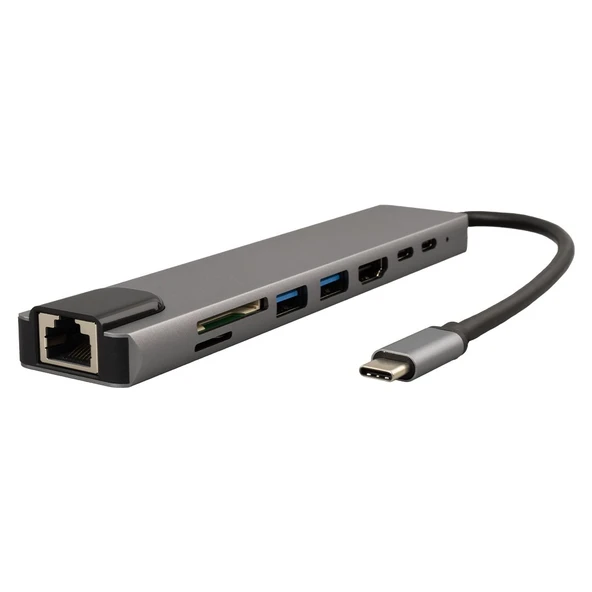Powermaster Type-C 8in1 HDMI Çok Fonksiyonlu USB 3.0 Dock Station ürün görseli 1