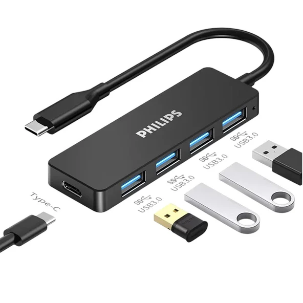 Philips SWR1603G/93 Kablolu Type-C To 4xUSB 3.0 Çoklayıcı ürün görseli 1