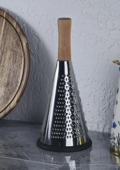 Ahşap Saplı Çelik Rende - Paslanmaz Mutfak Rendesi - Üçgen, 28 CM ürün görseli 1