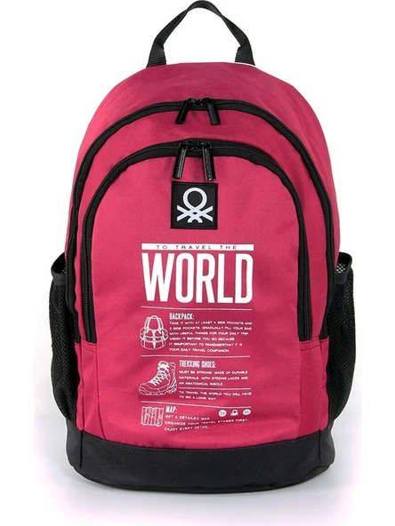 United Colors Of Benetton Bordo Siyah Unisex Okul Çantası 03834 ürün görseli 1