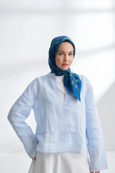 LINE DESEN TWILL İPEK EŞARP -4304 - Resim 6