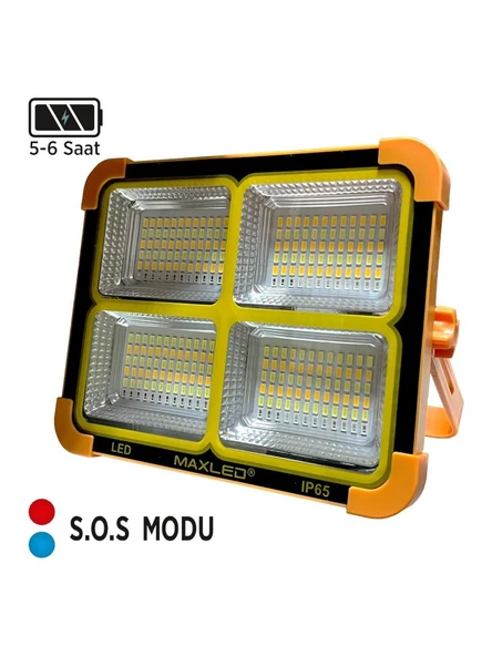 Maxled MX-9020 Taşınabilir Şarjlı Solar Led Projektör 200W 3 Renk S.O.S ürün görseli 1