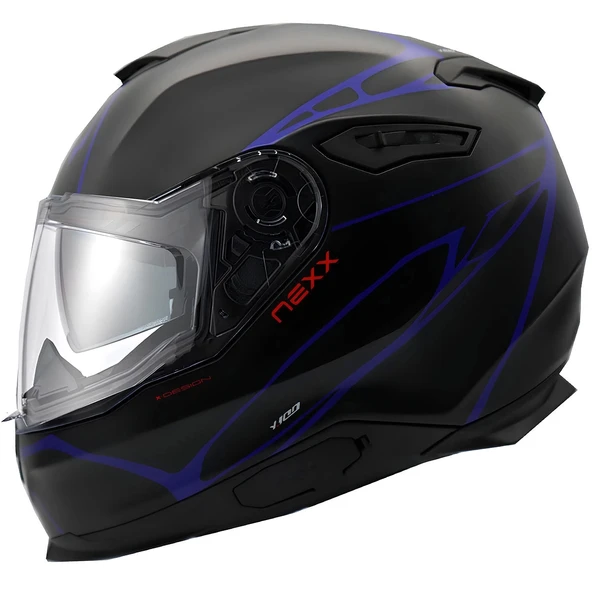 NEXX Y.100 B-SIDE KASK MAT SİYAH - NAVY MAVİ ürün görseli 1
