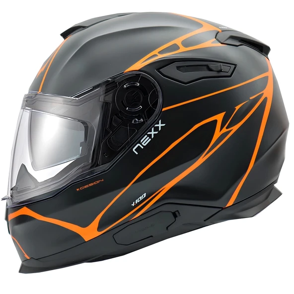 NEXX Y.100 B-SIDE KASK MAT SİYAH - TURUNCU ürün görseli 1