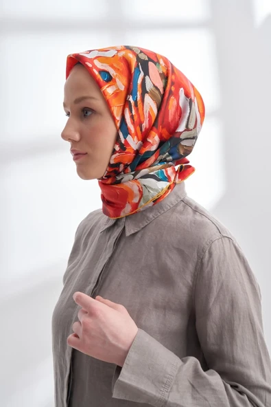 PREMIUM COLLECTION CROWN DESEN TWILL İPEK EŞARP - 4328-567 ürün görseli 1