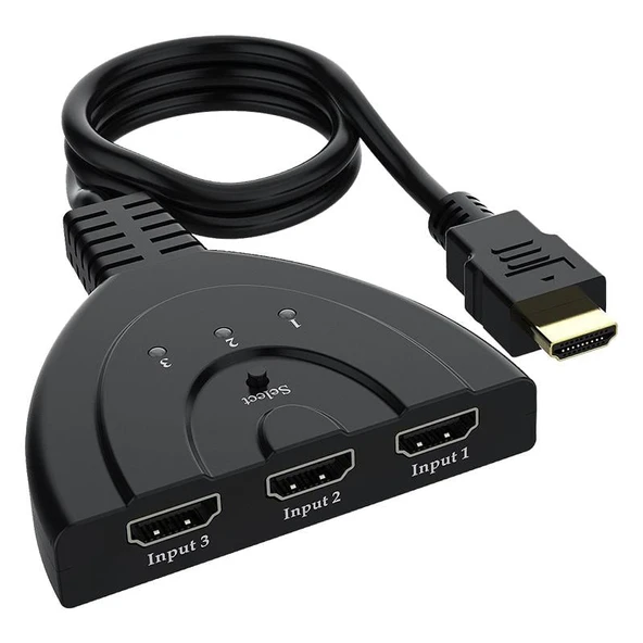 Powermaster PM-17229 3 Giriş 1 Çıkış HDMI Switcher Çoğaltıcı Toplayıcı Aparat 30 CM Kablolu Seçme Düğmeli ürün görseli 1