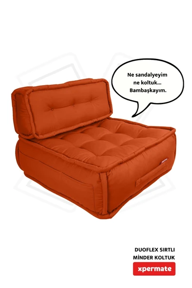 Xpermate DuoFlex Sırtlı Minder Koltuk İskandinav Tarzı Ergonomik  Sırtlıklı Oturma Minderi 80x80x30 Kiremit ürün görseli 1
