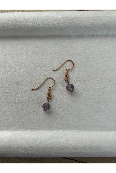 Ametrin Taşı Bakır Rose Gold Sallantı Küpe ürün görseli 1