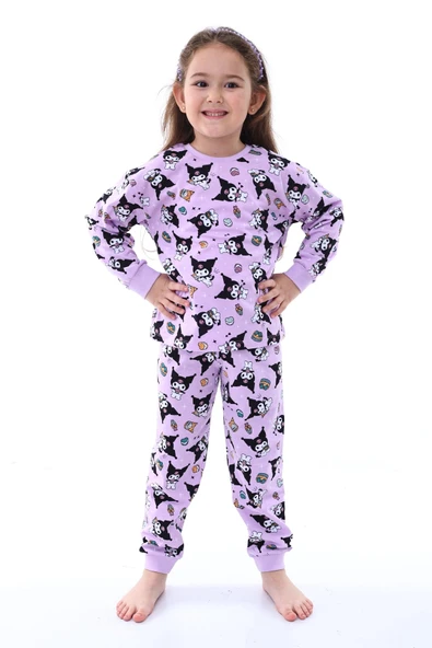 Kuromi Desenli Kız Çocuk Pijama Takımı Pembe 3-8 Yaş ürün görseli 1