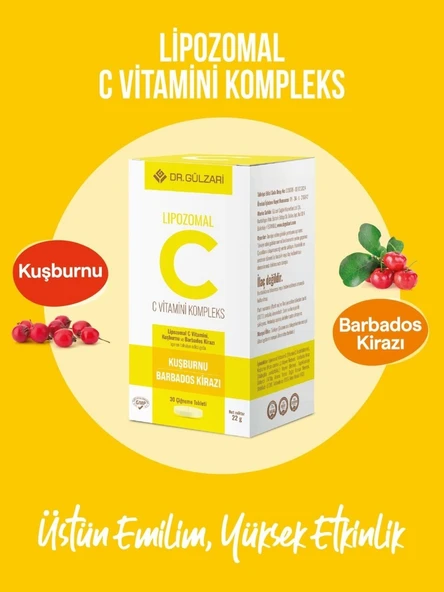 Dr.Gülzari Lipozomal Vitamin C Kompleks 30 Çiğneme Tableti 8699868780074 ürün görseli 1