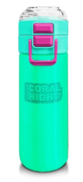 Coral High Kız Çocuk 500 ml Okul ve Günlük Paslanmaz Çelik Termos - Pembe Su Yeşili  - Sızdırmaz ürün görseli 1