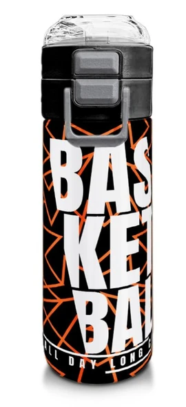 Coral High 500 ml Paslanmaz Çelik Okul Termosu/Suluk/Matara - Erkek Çocuk - Siyah Basketbol Baskılı - Sızdırma Yapmaz ürün görseli 1
