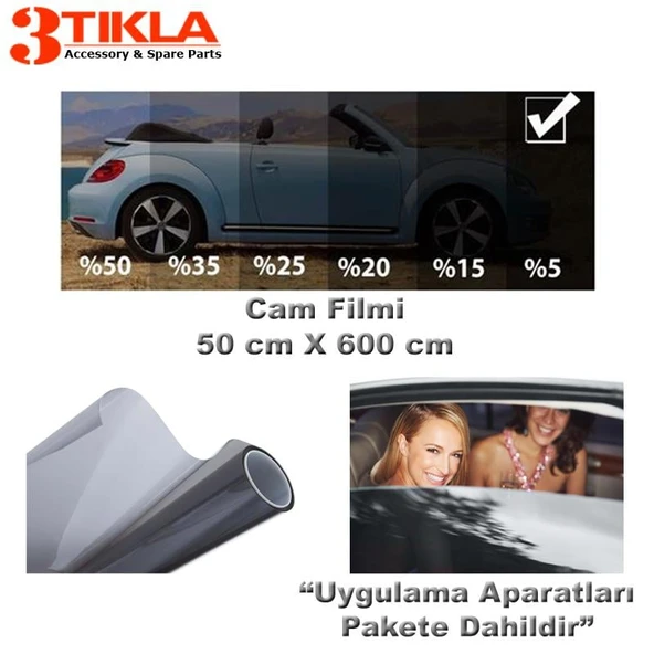 Oto/Ev Cam Filmi 50cmx600cm Super Dark Black ürün görseli 1