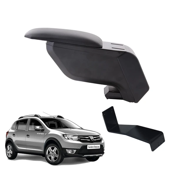 Dacia Sandero Stepway 2013 Delmesiz Çelik Ayaklı Siyah Kolçak Kol Dayama ürün görseli 1