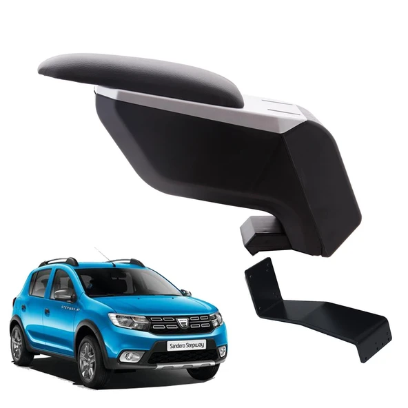 Dacia Sandero Stepway 2017 Delmesiz Çelik Ayaklı Siyah Kolçak Kol Dayama ürün görseli 1