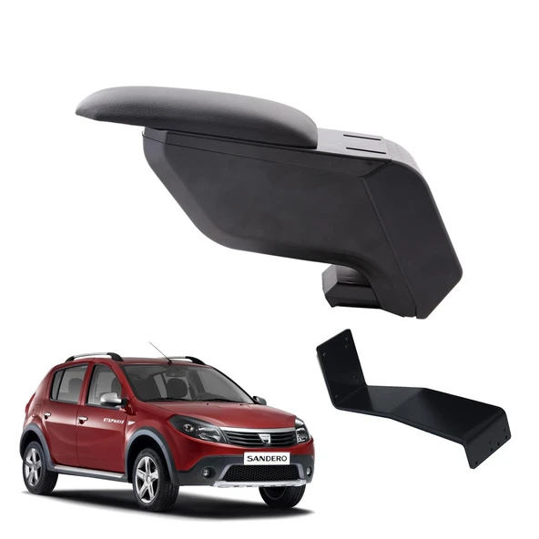 Dacia Sandero Stepway 2010 Delmesiz Çelik Ayaklı Siyah Kolçak Kol Dayama ürün görseli 1