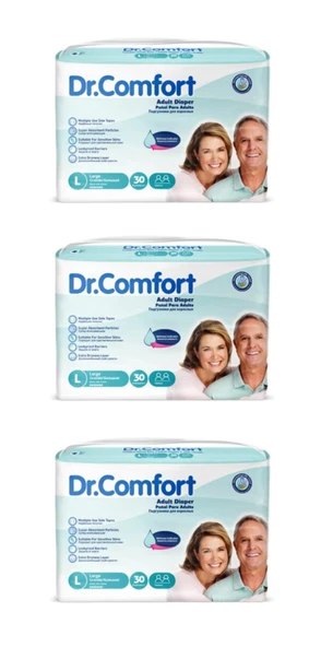 NETKAL Dr.Comfort Yetişkin Large Belbantlı Hasta Bezi 90 Adet (3x30) ürün görseli 1