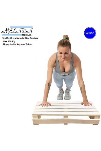 Ergonomimarket 10 Cm Yükseklikte Doğal Ahşaptan Ev Içi Kullanıma Uygun Kaymaz Tabanlı Step Tahtası 25 Cm X 37 Cm ürün görseli 1