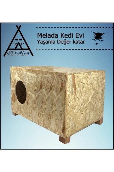 GOXAWEE Melada Kedi Evi Dış Ortam Uygun Ahşap Kedi Evi OSB 60x40x30 cm ürün görseli 1