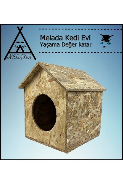 MELADA Kedi Evi Dış Ortam Uygun Ahşap Kedi Evi OSB 39x32x30 cm ürün görseli 1