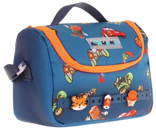 Kaukko Kids Isı Yalıtımlı, Silikon Aksesuarlı Beslenme Çantası - Lacivert Turuncu - Erkek Çocuk - L7259 ürün görseli 1
