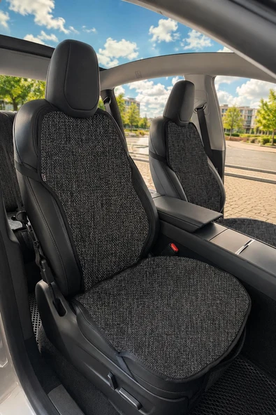 Bod Tesla Model Y Juniper Keten Koltuk Koruyucu Kılıf Cepli Siyah 2025-Sonrası ürün görseli 1