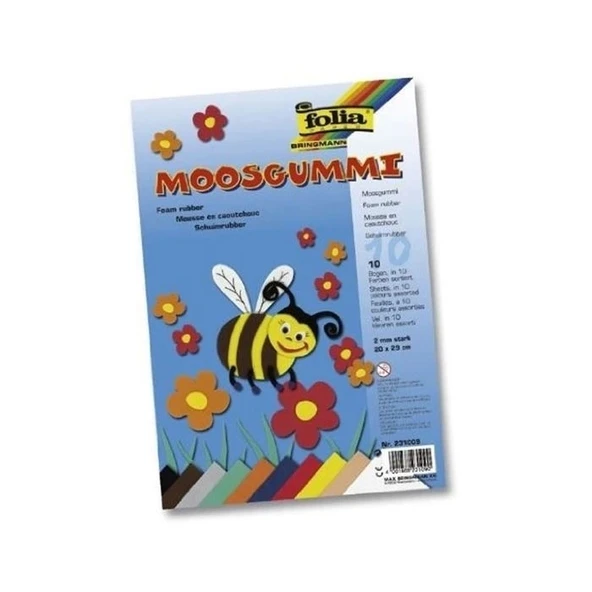 Folia Moosgummi Eva Canlı Renk 20x29 cm 10lu Set 231009 ürün görseli 1