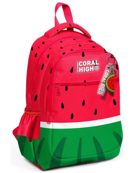 Coral High Kids Kırmızı Yeşil Karpuz Desenli Üç Bölmeli Okul Sırt Çantası 14428 ürün görseli 1