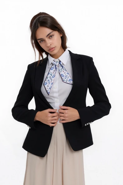 Walkenzo Pastel Yaprak Desenli Özel Tasarım Çanta Bileklik Saç Çok Amaçlı Kadın Kelebek Fular ürün görseli 1