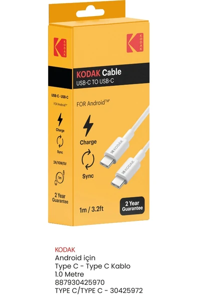 Android için Type C - Type C Kablo - 1.0 Metre ürün görseli 1
